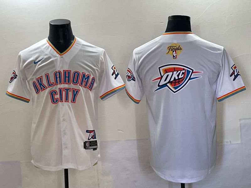 Men 2025 Oklahoma City Thunder Blank White Nike Joint Name NBA Jersey style 2->oklahoma city thunder->NBA Jersey